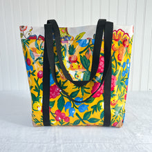 Load image into Gallery viewer, Market bag in yellow pomegranate oilcloth
