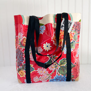 Market bag in red oilcloth