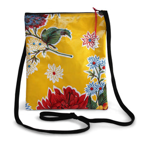 Yellow oilcloth cross-body bag with lanyard strap from Tallulah Art•Head
