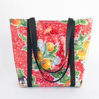 Oilcloth Market Tote / Red Floral
