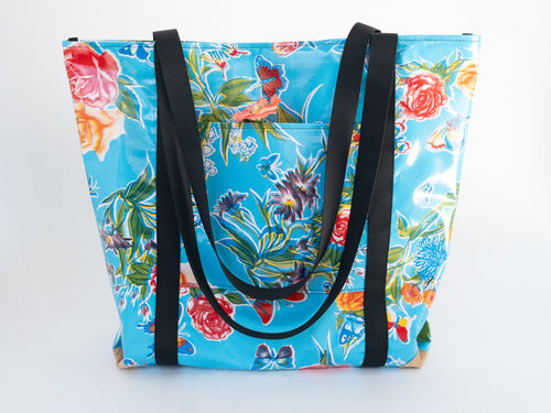 Oilcloth Market Tote / Blue Butterfly