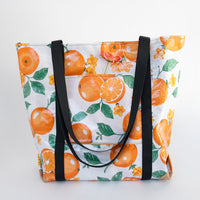 Oilcloth Market Tote / Oranges on White