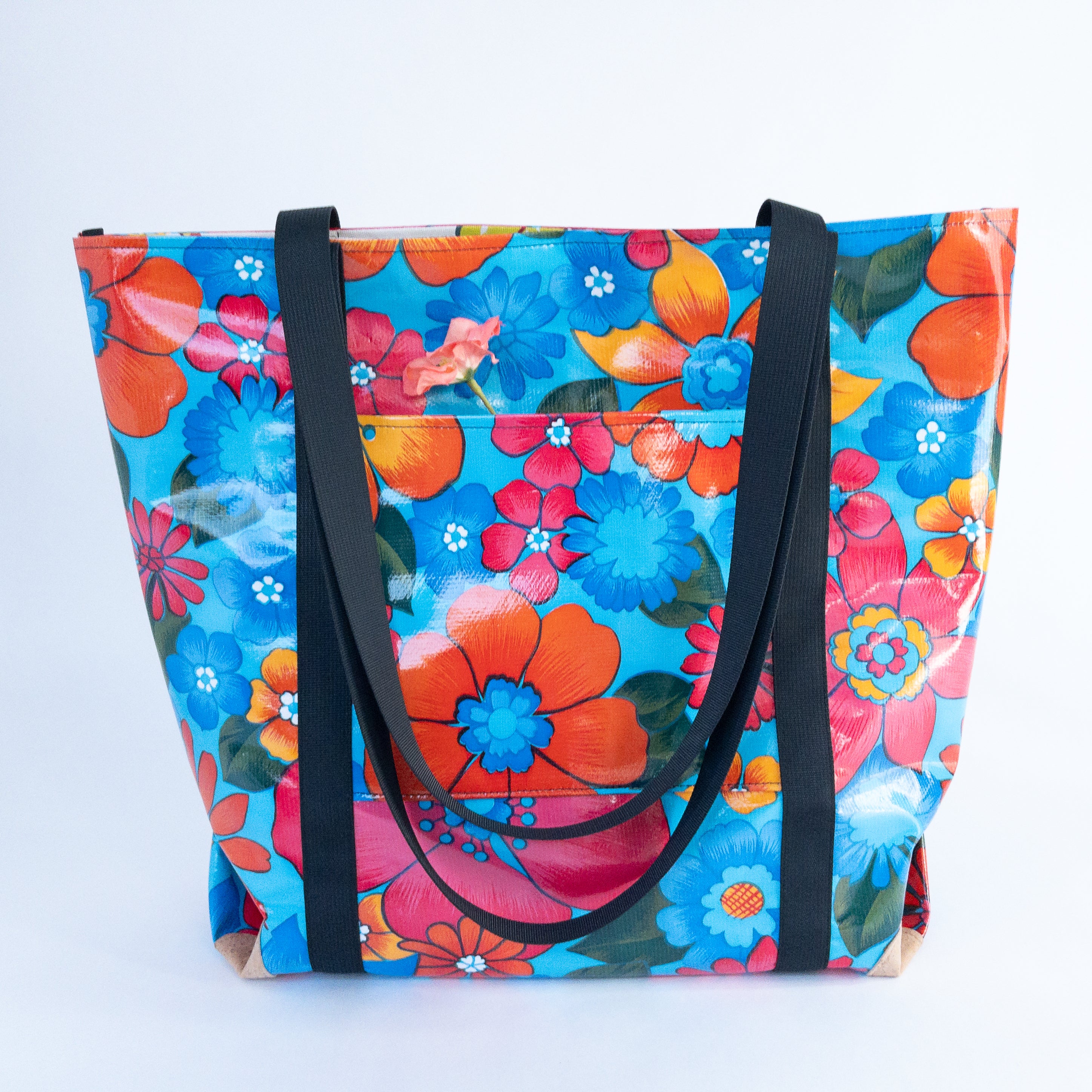 Oilcloth Market Tote / Blue Tropical