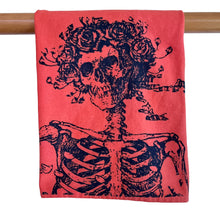 Load image into Gallery viewer, Skeleton and roses tea towel
