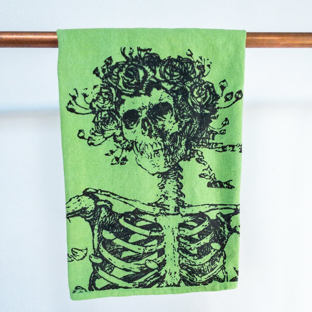 Skeleton and Roses Tea Towel