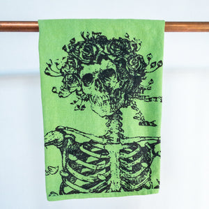 Skeleton and Roses Tea Towel