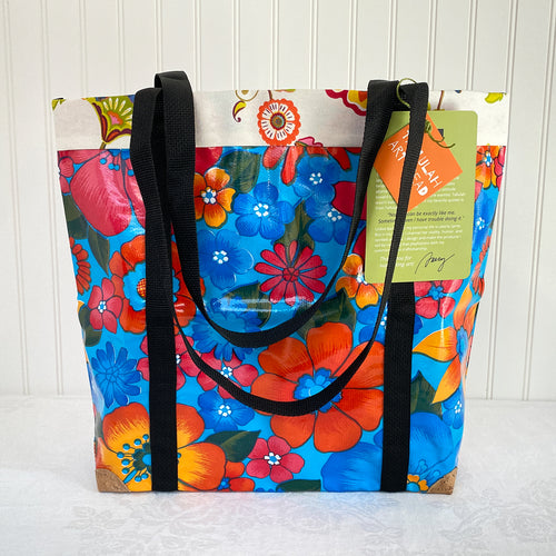 Oilcloth Market Tote / Blue Tropical