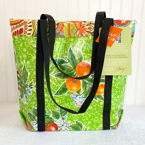 Oilcloth Market Tote / Green Floral