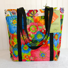 Load image into Gallery viewer, Market bag in green tropical oilcloth
