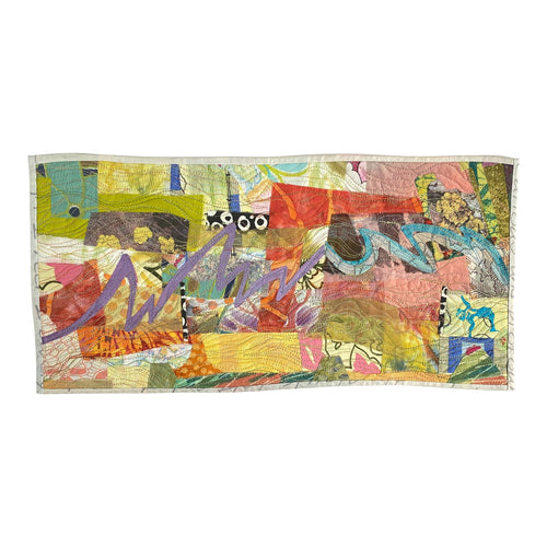 Trace, stitched textile collage