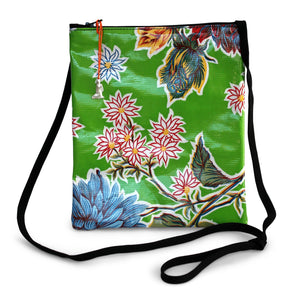 Green oilcloth cross-body bag with lanyard strap from Tallulah Art•Head
