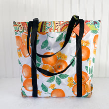 Load image into Gallery viewer, Market bag in &quot;Oranges&quot; oilcloth
