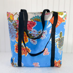 Market bag in turquoise oilcloth – Tallulah ArtHead