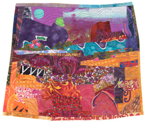 Monumental, stitched textile collage